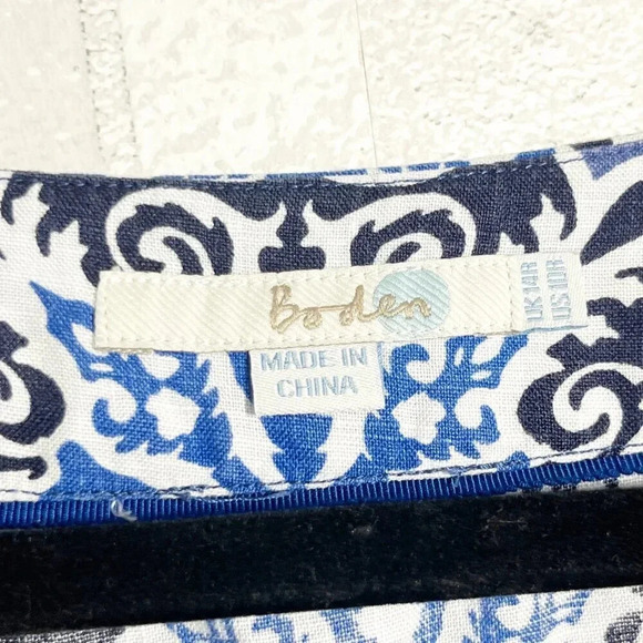 Boden Blue Geometric 100% Linen Mini Dress Women's US Size 10 Regular - Picture 7 of 9